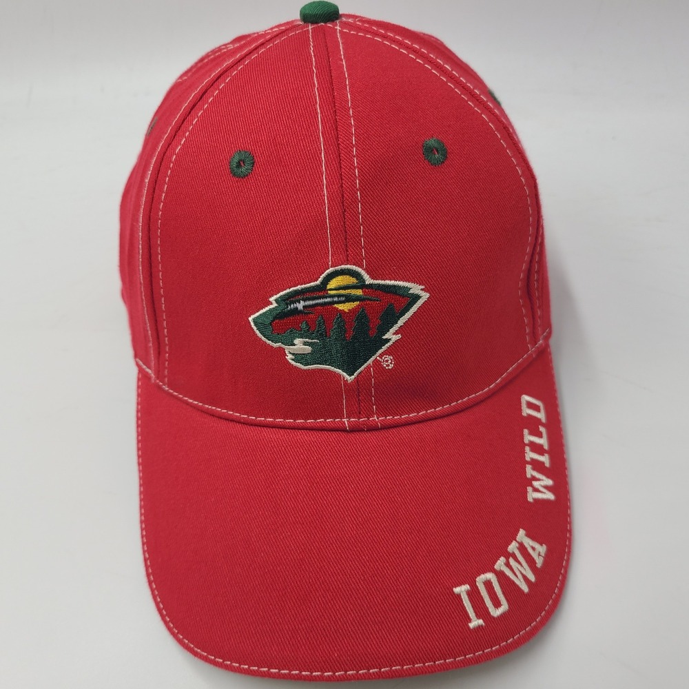 Iowa Wild Hat Adjustable Red Green AHL Hockey Minor League Logo Casual Men